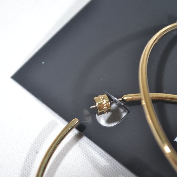 NWT COACH GOLD LOGO PAVE LARGE HOOP EARRINGS - Picture 5 of 7